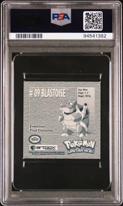 1999 POKEMON STICKERS SER 1 #9 BLASTOISE PSA 8 - Image 2