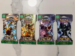 Pokemon Fates Collide Sleeved Booster Pack COMPLETE ART SET - 4 Packs SEALED - Image 1
