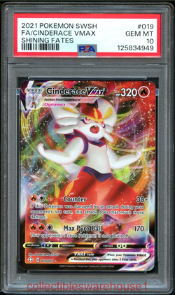 Pokemon Shining Fates Cinderace VMAX 019 PSA 10 - Image 1