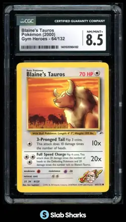 2000 POKEMON GYM HEROES #64/132 BLAINE'S TAUROS CGC 8.5 - Image 1