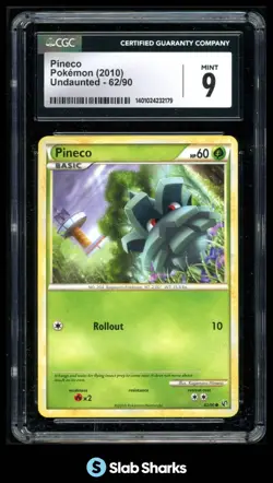 2010 POKEMON HEARTGOLD & SOULSILVER UNDAUNTED #62/90 PINECO CGC 9 - Image 1