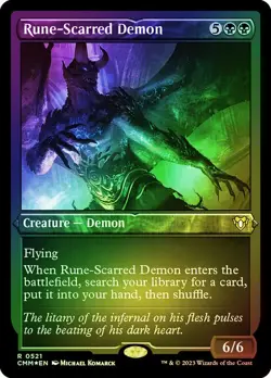 1X NM Rune-Scarred Demon Etched Foil Commander Masters - Image 1