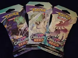 3 Pokemon Sword & Shield Chilling Reign Sleeved Booster Packs - Sealed - Image 1
