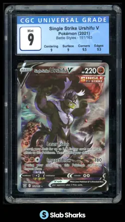 2021 POKEMON SWORD & SHIELD BATTLE STYLES #151/163 SINGLE STRIKE URSHIFU V CGC 9 - Image 1