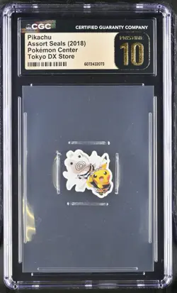 Pikachu - 2018 Pokemon Center Seals - Tokyo DX Store - CGC Pristine 10 - Image 1