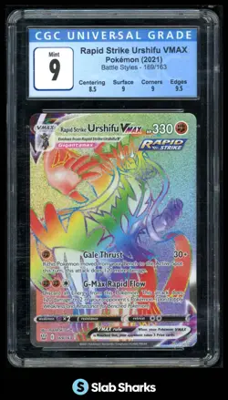 2021 POKEMON SWORD & SHIELD BATTLE STYLES RAPID STRIKE URSHIFU VMAX CGC 9 - Image 1