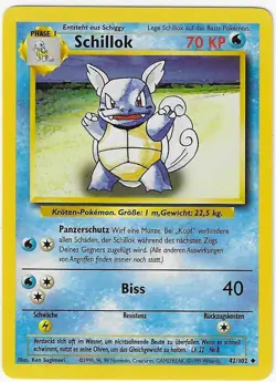 SCHILLOK "WARTORTLE" 42/102 UNLIMITED GERMAN Base Set Pokemon WOTC Card EX - Image 1