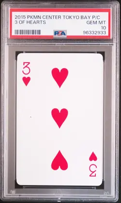 2013 POKEMON CENTER TOKYO BAY PLAYING CARDS 3 OF HEARTS PSA 10 - Image 1