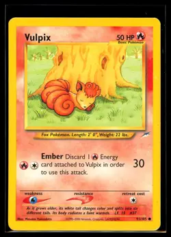 2002 Neo Destiny Vulpix #91 Non Holo Pokemon Card - Image 1