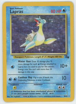 Lapras 10/62 Holo Rare Lightly Played LP Fossil Set Pokemon Card 1999 WOTC - Image 1