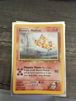 Blaine's Moltres - 1/132 Gym Heroes - WOTC Holo Rare - Pokemon TCG - MP - Image 1