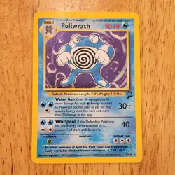 Pokemon TCG Poliwrath 15/130 Misprint Blue Ink Dot Error Base Set 2 RARE Holo - Image 1