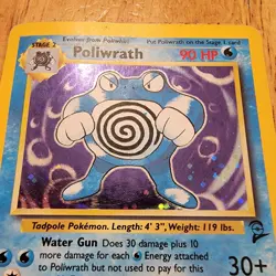 Pokemon TCG Poliwrath 15/130 Misprint Blue Ink Dot Error Base Set 2 RARE Holo - Image 2