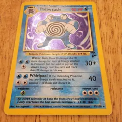 Pokemon TCG Poliwrath 15/130 Misprint Blue Ink Dot Error Base Set 2 RARE Holo - Image 3