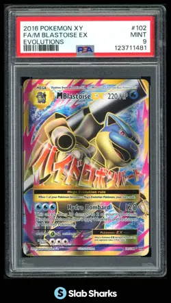 2016 POKEMON XY EVOLUTIONS #102/108 MEGA BLASTOISE EX PSA 9 - Image 1