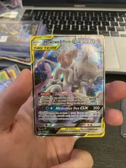 Pokemon MEWTWO & MEW GX SM191 Tag Team Black Star Promo Full Art Holo - Image 1