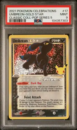 2021 POKEMON CELEBRATIONS CLASSIC COLLECTION #17 UMBREON-GOLD STAR PSA 9 - Image 1