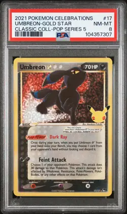 2021 POKEMON CELEBRATIONS CLASSIC COLLECTION #17 UMBREON-GOLD STAR PSA 8 - Image 1