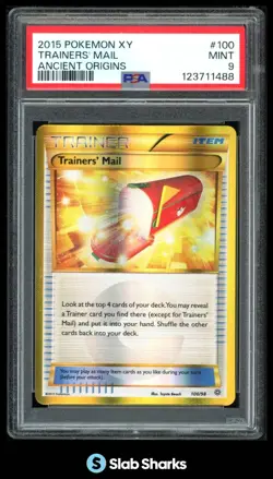 2015 POKEMON XY ANCIENT ORIGINS #100/98 TRAINERS MAIL SECRET RARE PSA 9 - Image 1