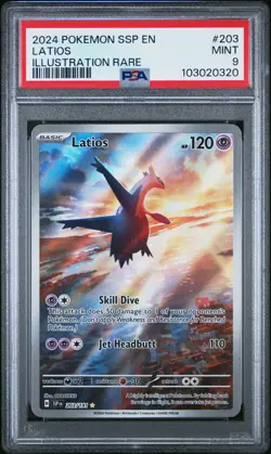 2024 POKEMON SSP EN-SURGING SPARKS ILLUSTRATION RARE #203 LATIOS PSA 9 - Image 1