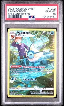 2022 POKEMON SWORD & SHIELD BRILLIANT STARS #TG02 FULL ART/VAPOREON PSA 10 - Image 1