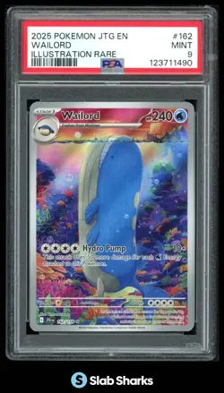 2025 POKEMON JOURNEY TOGETHER JTG EN #162/159 WAILORD ILLUSTRATION RARE PSA 9 - Image 1