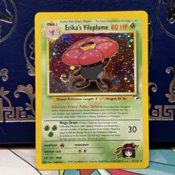 Erika's Vileplume #5/132, Gym Heroes Rare Holo SWIRL 2000 Vintage Pokemon LP - Image 1