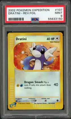 2002 Pokemon Expedition Dratini Reverse Holo Foil 107/165 PSA 9 - Image 1