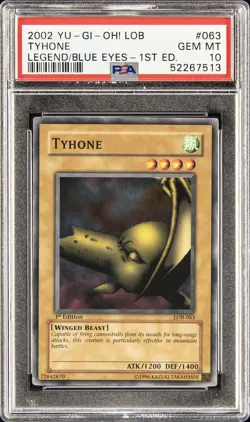 2002 YU-GI-OH! LOB-LEGEND OF BLUE EYES WHITE DRAGON 1ST ED #063 TYHONE PSA 10 - Image 1