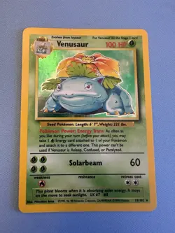 Pokemon TCG Venusaur Holo Rare Card 15/102 Base Set, Unlimited 1999 Vintage - Image 1
