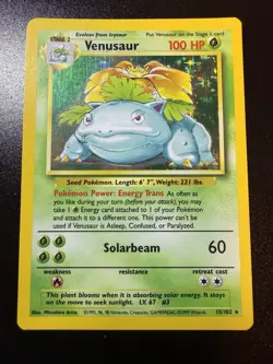 1999 Pokemon TCG Venusaur Base Set Holo Unlimited Rare Card 15/102 - (NM-LP) - Image 1