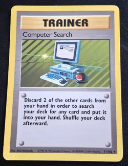 Vintage Pokemon TCG Trainer Card "Computer Search" Base Set Rare 71/102 - Image 1