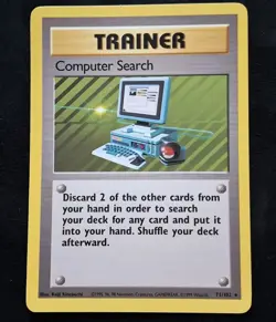 Vintage Pokemon TCG Trainer Card "Computer Search" Base Set Rare 71/102 - Image 2