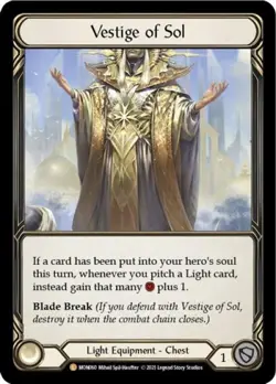 Flesh and Blood FAB Vestige of Sol NM 1st EditionCold Foil Monarch - Image 1