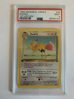 1999 Pokemon Jungle 1st Edition #34 Dodrio PSA 9 MINT - Image 1