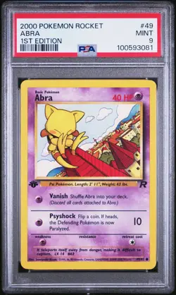 Abra - 1st Edition - 49/82 Team Rocket - WOTC 2000 - Pokemon TCG - PSA 9 - Image 1