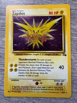 Pokemon TCG Zapdos Holo - Fossil Set - WOTC 1999 #15/62 - NM / LP Vintage - Image 1