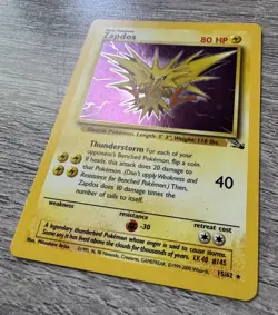 Pokemon TCG Zapdos Holo - Fossil Set - WOTC 1999 #15/62 - NM / LP Vintage - Image 2