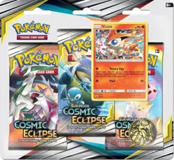 2019 FACTORY SEALED POKEMON SUN & MOON COSMIC ECLIPSE 3 PACK W/ VICTINI - Image 1