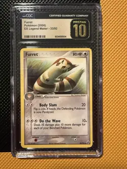 Pokemon TCG Furret EX Legend Maker 33/92 2006 CGC PRISTINE 10 - Image 1