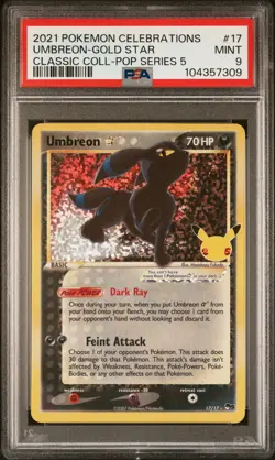 2021 POKEMON CELEBRATIONS CLASSIC COLLECTION #17 UMBREON-GOLD STAR PSA 9 - Image 1