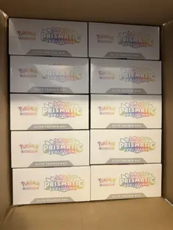 Pokemon Prismatic Evolutions ETB - 10 Elite Trainer Boxes, Opened Case - Image 1