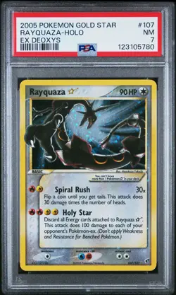 2005 POKEMON EX DEOXYS GOLD STAR #107 RAYQUAZA-HOLO PSA 7 - Image 1