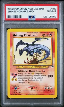2002 POKEMON NEO DESTINY #107 SHINING CHARIZARD PSA 8 - Image 1