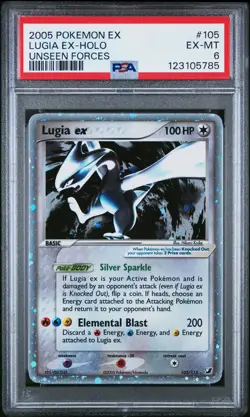 2005 POKEMON EX UNSEEN FORCES #105 LUGIA EX-HOLO PSA 6 - Image 1