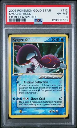 2005 POKEMON EX DELTA SPECIES GOLD STAR #112 KYOGRE-HOLO PSA 8 - Image 1