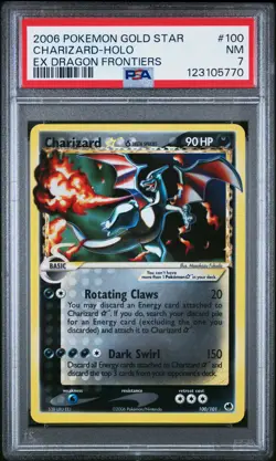 2006 POKEMON EX DRAGON FRONTIERS GOLD STAR #100 CHARIZARD-HOLO PSA 7 - Image 1
