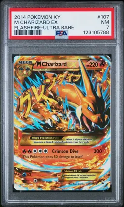 2014 POKEMON XY FLASHFIRE ULTRA RARE #107 M CHARIZARD EX PSA 7 - Image 1