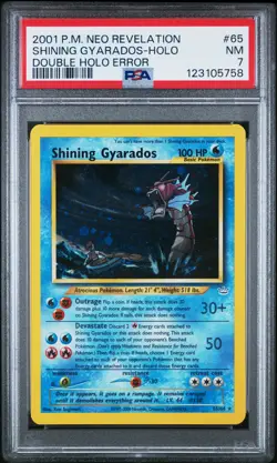 2001 POKEMON NEO REVELATION DOUBLE HOLO ERR #65 SHINING GYARADOS-HOLO PSA 7 - Image 1
