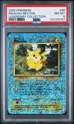 2002 POKEMON LLEGENDARY COLLECTION #86 PIKACHU-REVERSE FOIL PSA 8 - Image 1